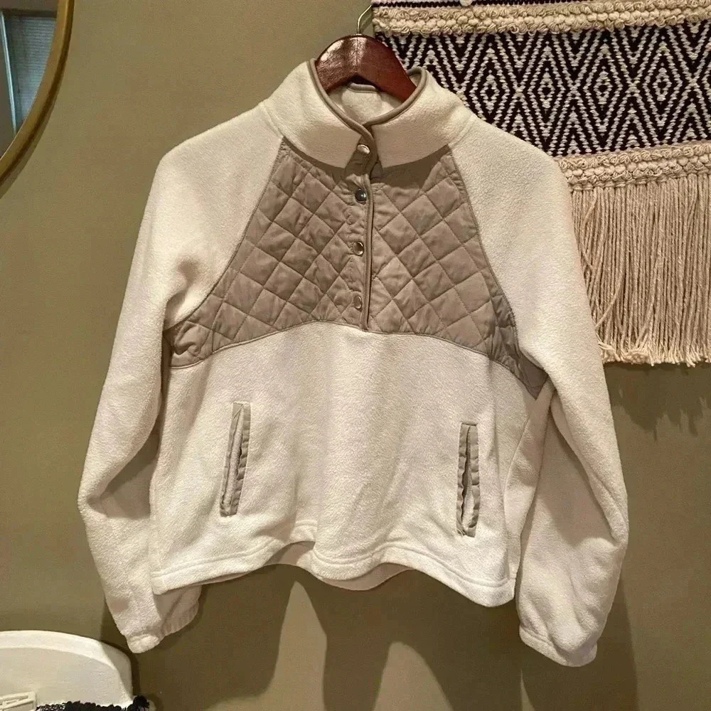 KYODAN OUTDOOR FLEECE PULLOVER SWEATER CREAM LIGHT OLIVE SAGE GREEN SIZE M